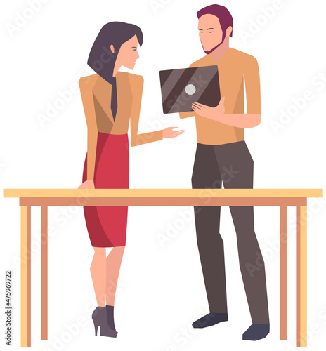 Businesspeople have project strategy planning meeting. Teamwork with business plan, creating new creative project. Meeting to discuss starting business. Colleagues discussing work in entrepreneurship