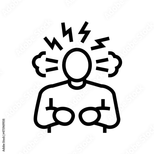 irritability, depression or anxiety line icon vector. irritability, depression or anxiety sign. isolated contour symbol black illustration