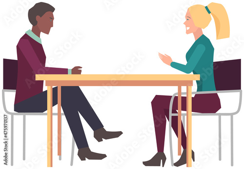 Businesspeople have project strategy planning meeting. Teamwork with business plan, creating new creative project. Meeting to discuss starting business. Colleagues discussing work in entrepreneurship