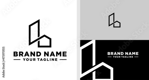 LETTER L LOGO BUILDING LINE CONNECTED MONOGRAM EDITABLE
