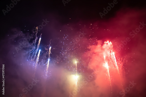 Fireworks at New Year. Abstract holiday background.