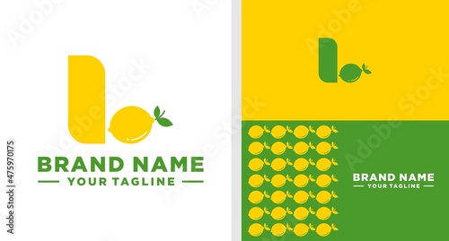 LETTER L LOGO LEMON SHAPE FUITS MONOGAM EDITABLE