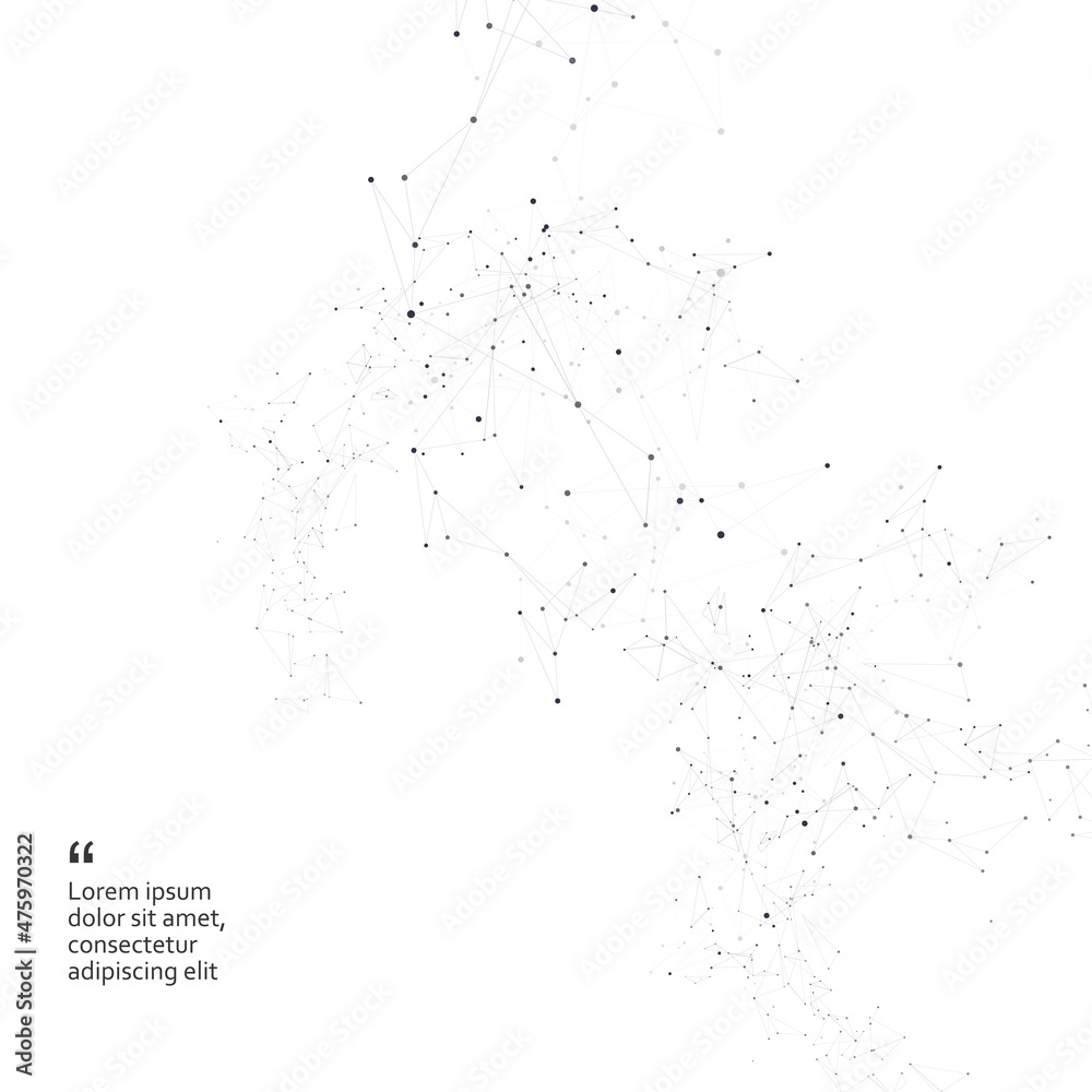 Abstract polygonal design with connecting dots and lines. Network technology background