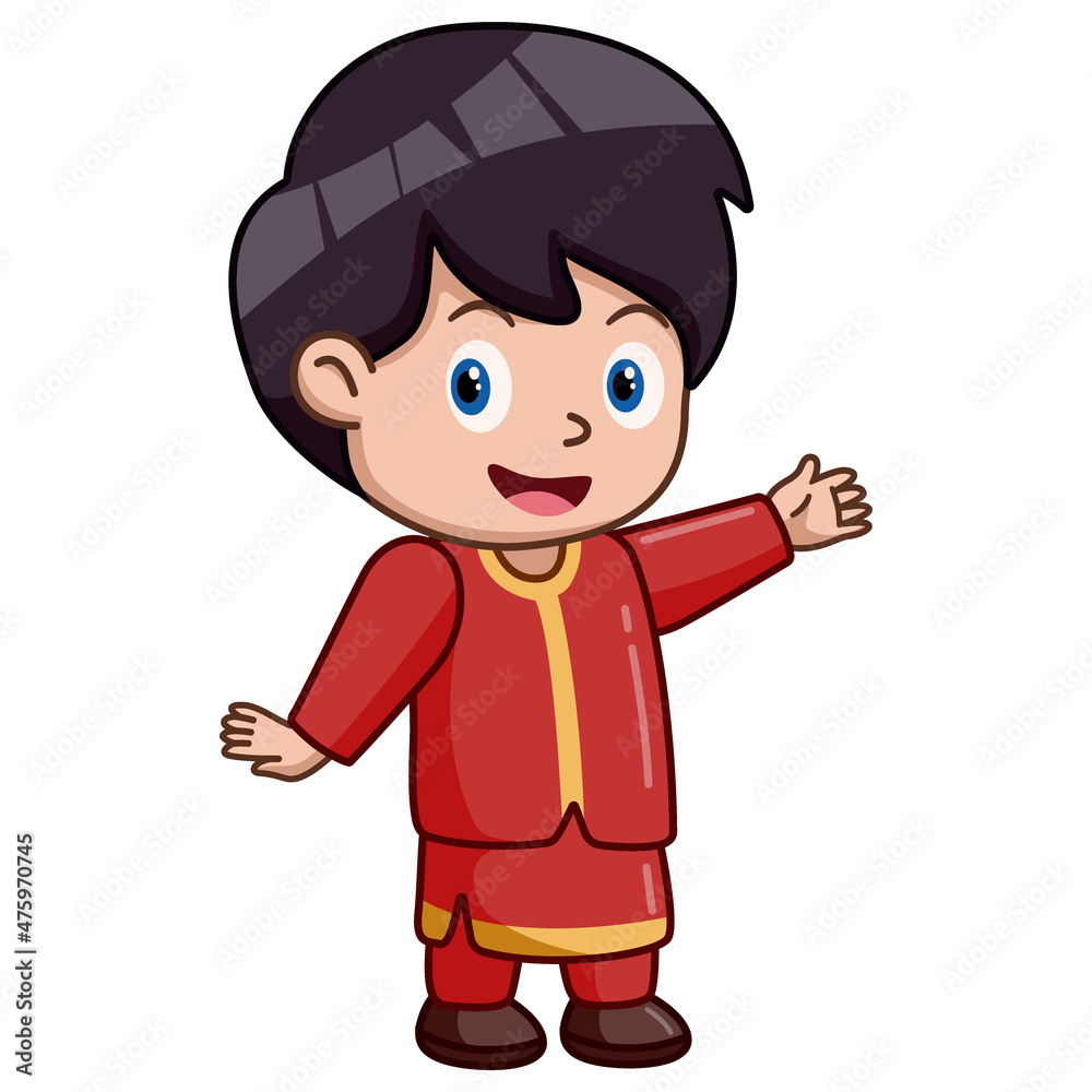 Cute little boy wearing traditional chinese costume Cute little boy wearing traditional chinese costume