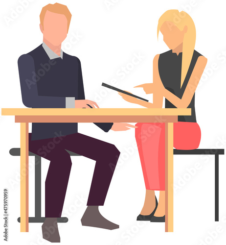 Businesspeople have project strategy planning meeting. Teamwork with business plan, creating new creative project. Meeting to discuss starting business. Colleagues discussing work in entrepreneurship