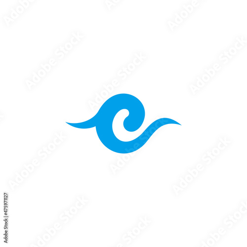 letter e eco blue water waves curves spiral logo vector