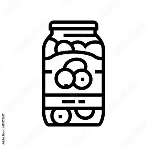seaming olive in bottle line icon vector. seaming olive in bottle sign. isolated contour symbol black illustration