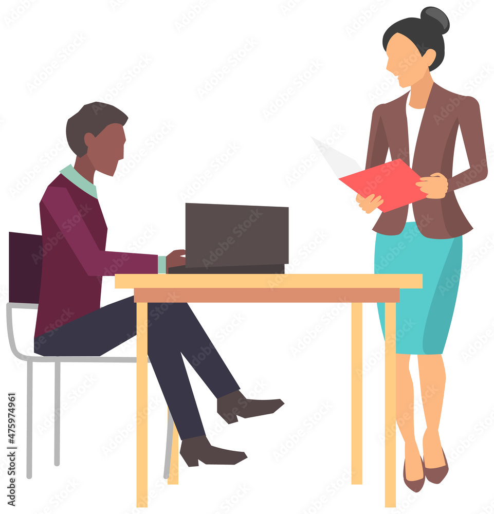 Businesspeople have project strategy planning meeting. Teamwork with business plan, creating new creative project. Meeting to discuss starting business. Colleagues discussing work in entrepreneurship