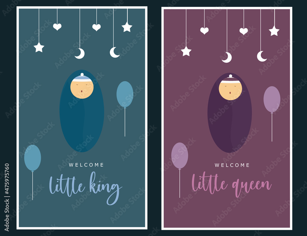 Collection of welcome new born baby greeting card.