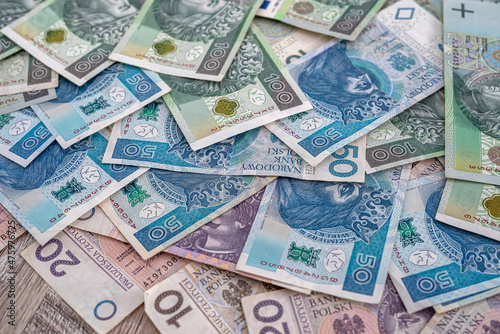 Polish zloty bills. Currency PLN, paper money.