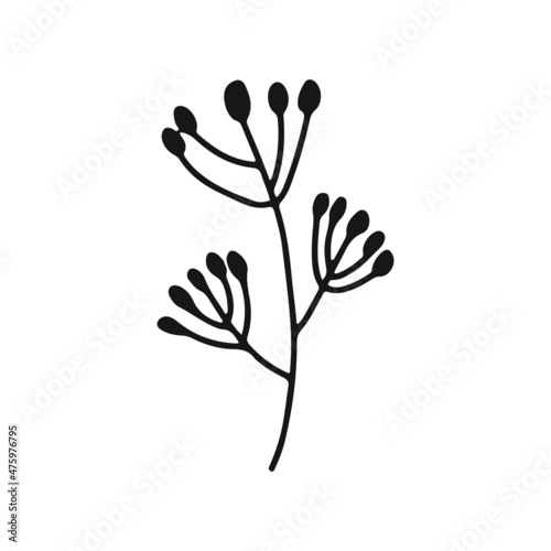 lineart floral isolated on white background. plant lineart illustration