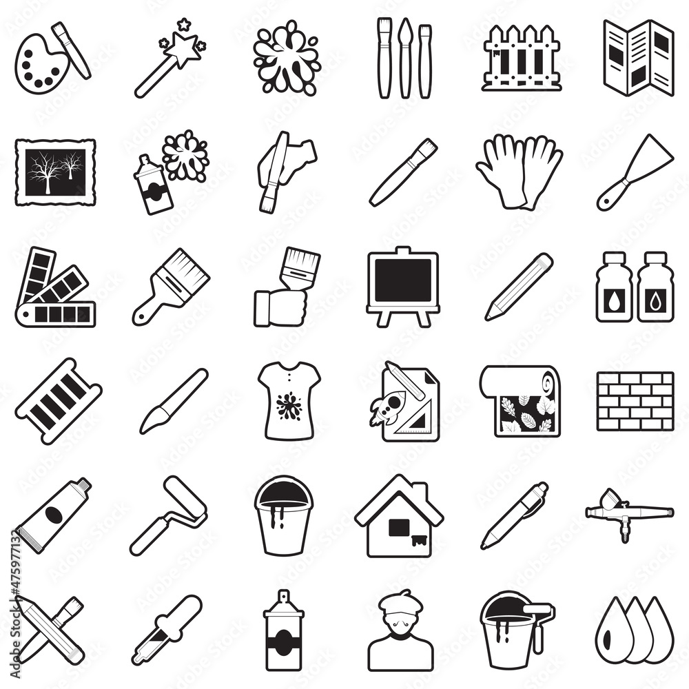 Painting Icons. Line With Fill Design. Vector Illustration. Painting Icons. Line With Fill Design. Vector Illustration.
