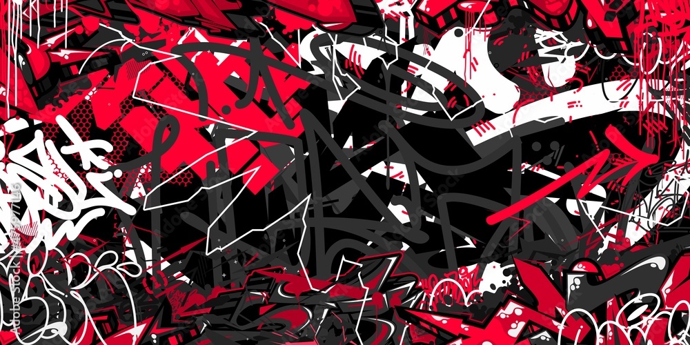 Black Red And White Abstract Hip Hop Street Art Graffiti Style Urban
