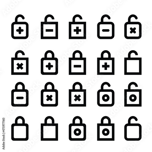 Open and closed lock icon set vector eps10. lock security sign