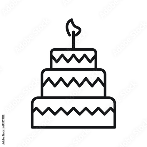 cake wedding birthday vector line for web, presentation, logo, Icon Symbol.