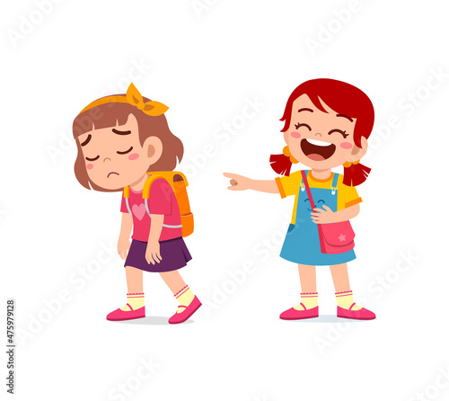 sad little girl get bullied from friend