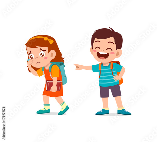 sad little girl get bullied from friend