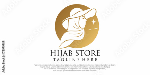 logo muslimah hijab art fashion logo design, vector illustration