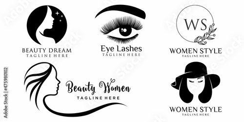 Vector abstract logo set for beauty salon, hair salon, cosmetics