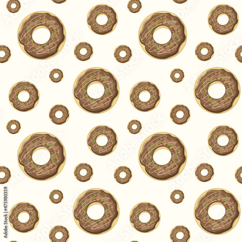 Seamless vector pattern with bright and delicious donuts