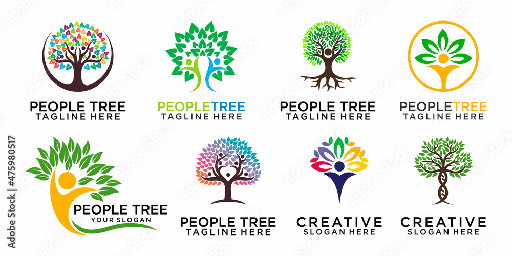 Creative People Tree Concept Logo Design Template