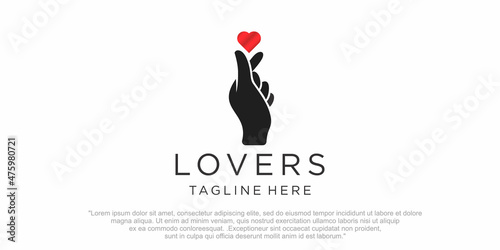 Korean Finger Heart I Love You logo Vector illustration. Korean symbol hand heart, love hand gesture