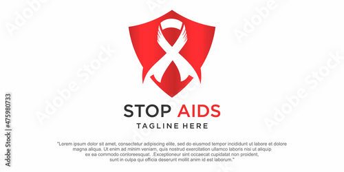 Free Download Hiv security logo . Red ribbons with glare, world aids day signs collection. - GFXLoad