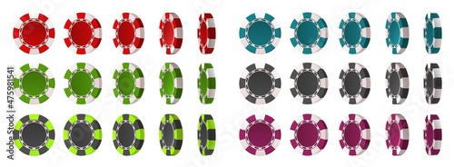 Obraz na płótnie Casino chip tokens in red, black and green colors