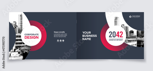 City Background Business Book Cover Design Template - Landscape Layout