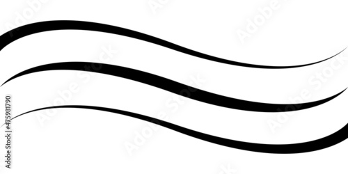 Curved calligraphic line, vector, ribbon as a flowing calligraphy element, gracefully curved line