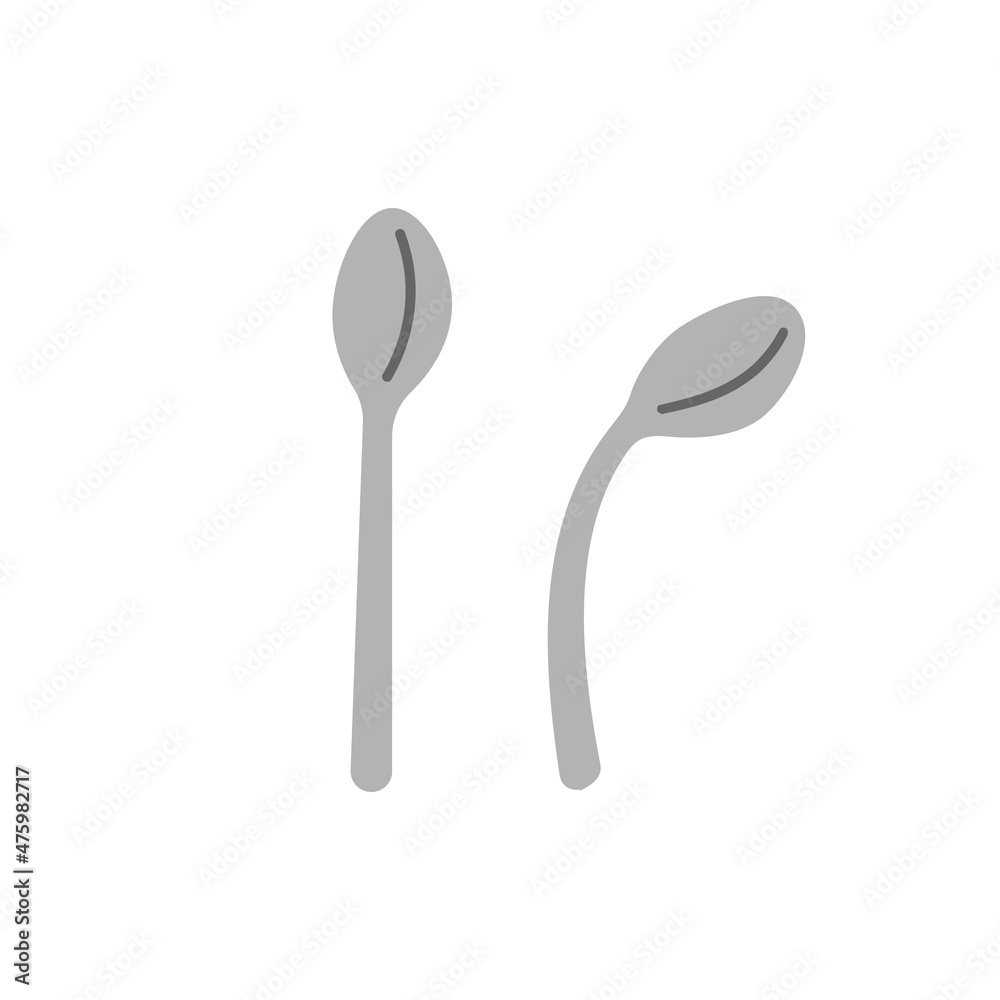 illustration of a spoon in good condition and a spoon in bent condition. flat cartoon style. vector design illustration of a spoon in good condition and a spoon in bent condition. flat cartoon style. vector design