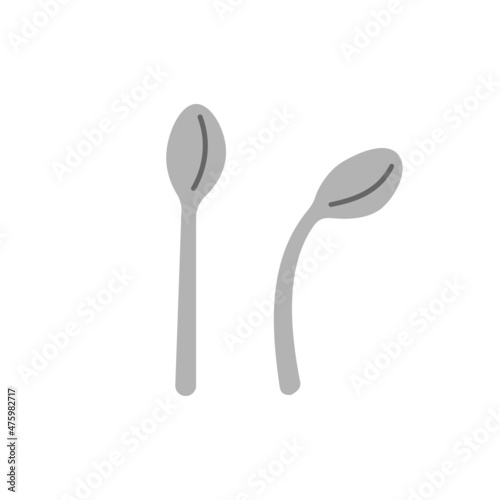 illustration of a spoon in good condition and a spoon in bent condition. flat cartoon style. vector design