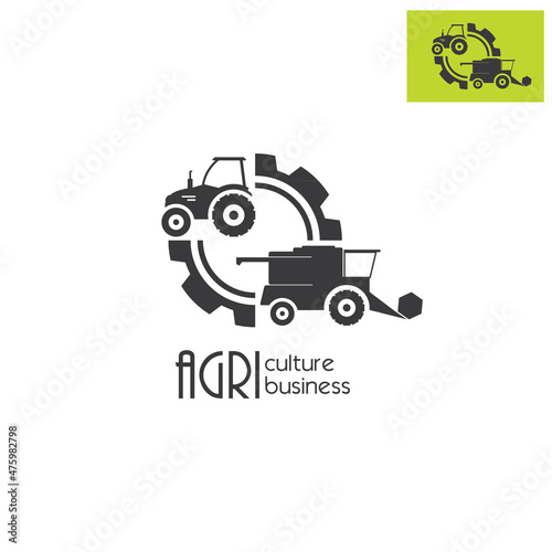 Agro company or agro service icon design. Tractor and combine icons.