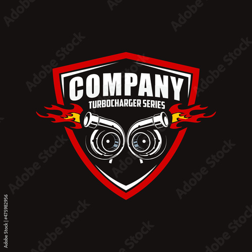 illustration vector graphic of turbo engine badge. fit for turbo company, automotive, vehicle.