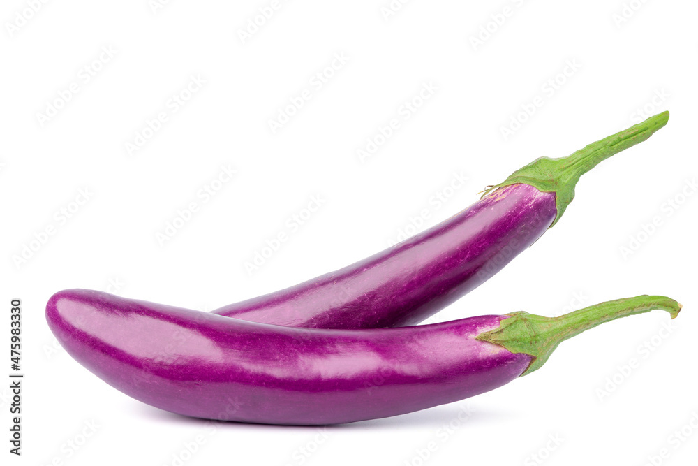 Long Purple eggplants. isolated on white background. Long Purple eggplants. isolated on white background.