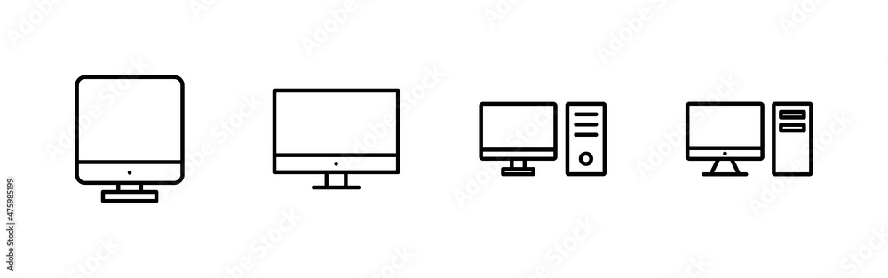 Computer icons set. computer monitor sign and symbol