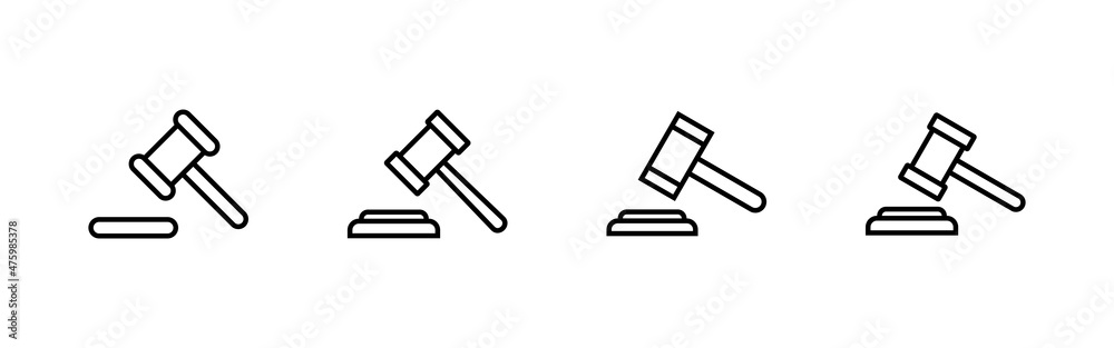 Gavel icons set. judge gavel sign and symbol. law icon. auction hammer Gavel icons set. judge gavel sign and symbol. law icon. auction hammer