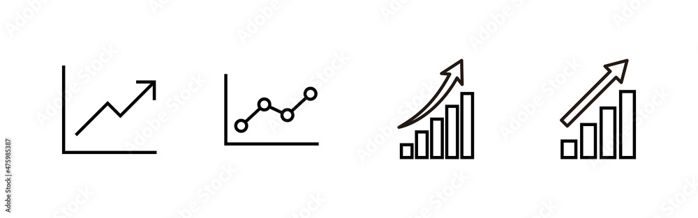 Growing graph Icons set. Chart sign and symbol. diagram icon Growing graph Icons set. Chart sign and symbol. diagram icon