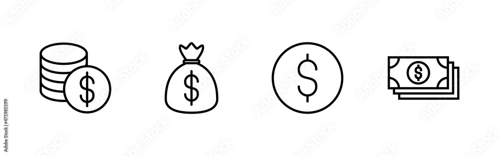 Money icons set. Money sign and symbol