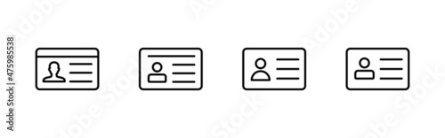 License icons set. ID card icon. driver license, staff identification card