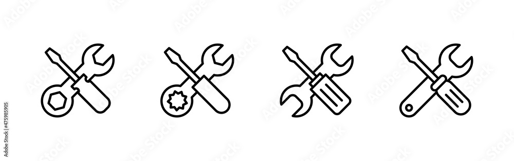 Repair tools icons set. tool sign and symbol. setting icon. Wrench and screwdriver. Service Repair tools icons set. tool sign and symbol. setting icon. Wrench and screwdriver. Service