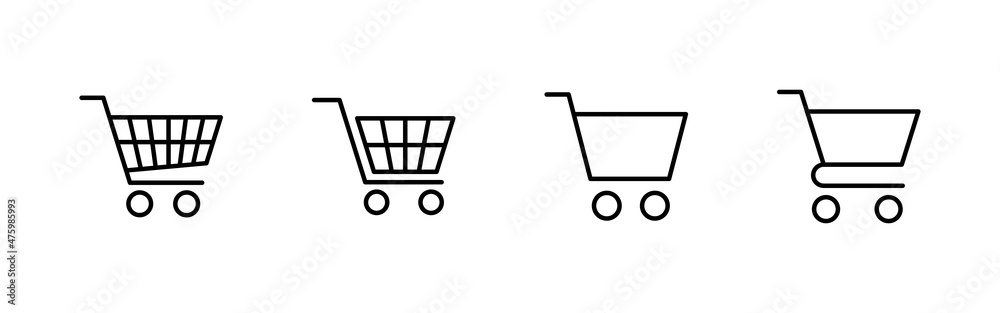 Shopping icons set. Shopping cart sign and symbol. Trolley icon Shopping icons set. Shopping cart sign and symbol. Trolley icon
