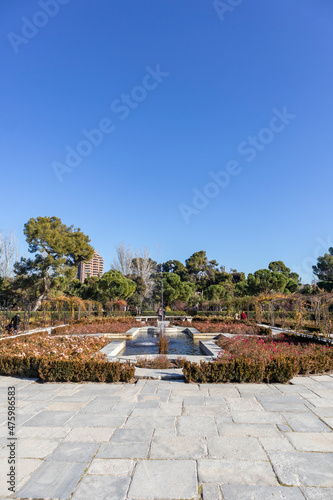 Lakes  parks and landscapes in autumn  in the city of Madrid Spain. Retiro Park in the center of Madrid.
