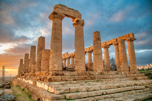 Fototapeta The Temple of Juno in the Valley of the Temples at Agrigento - Sicily, Italy