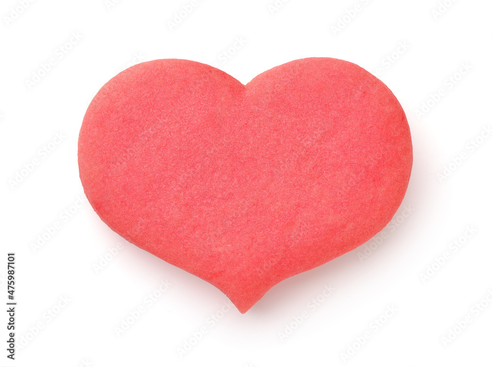 Top view of pink heart shaped cookie