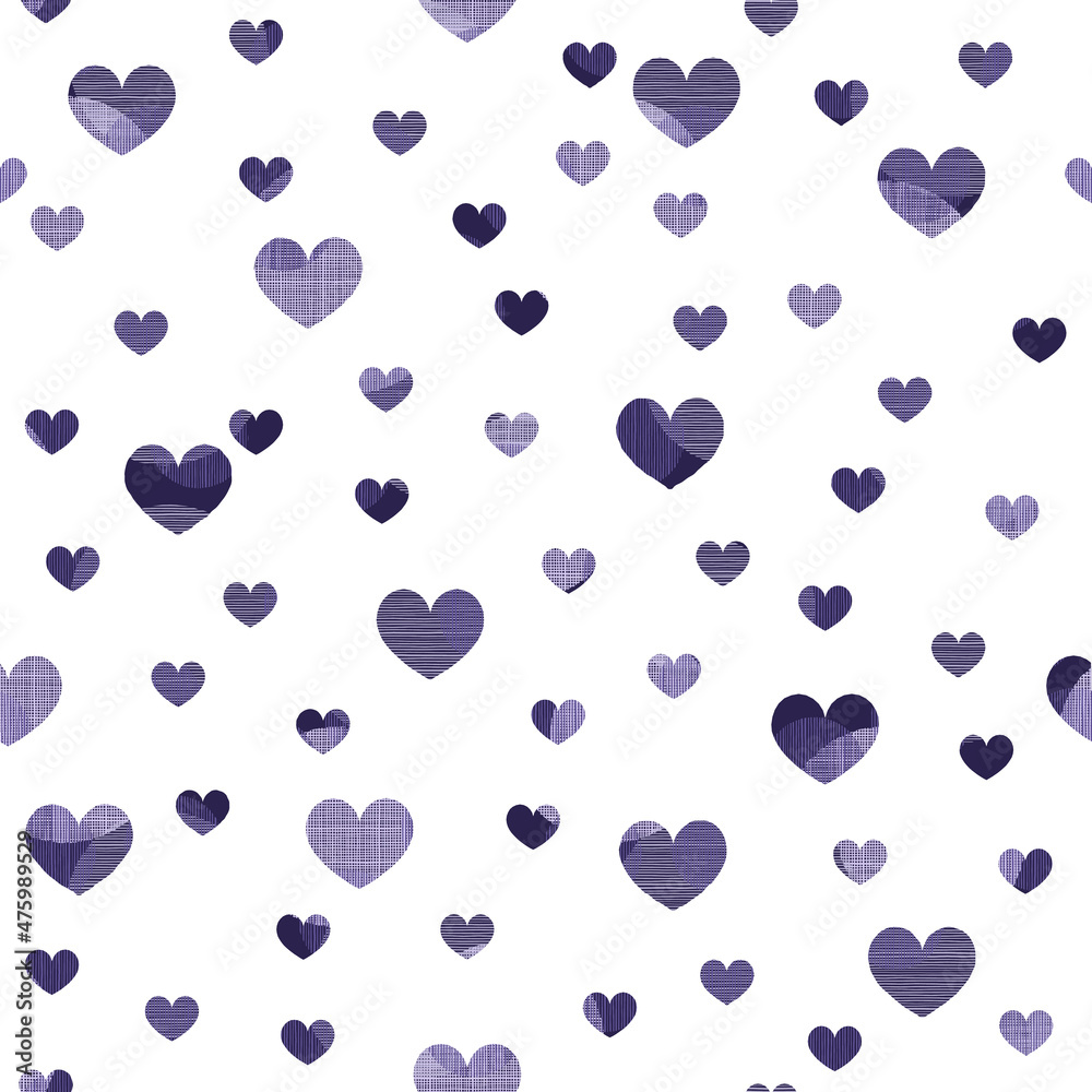Purple Textured Heart Pattern Design on White Background