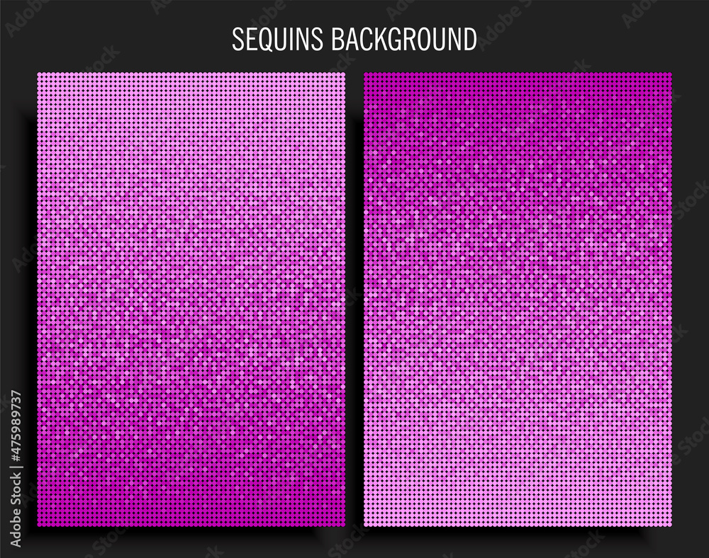 Two posters template made pink sequins or glitters