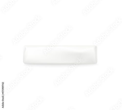 White soap bar wrapped in blank paper side view, realistic mockup. 3D vector mock up, isolated on white background.