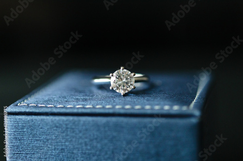 wedding diamond ring on jewelry box
