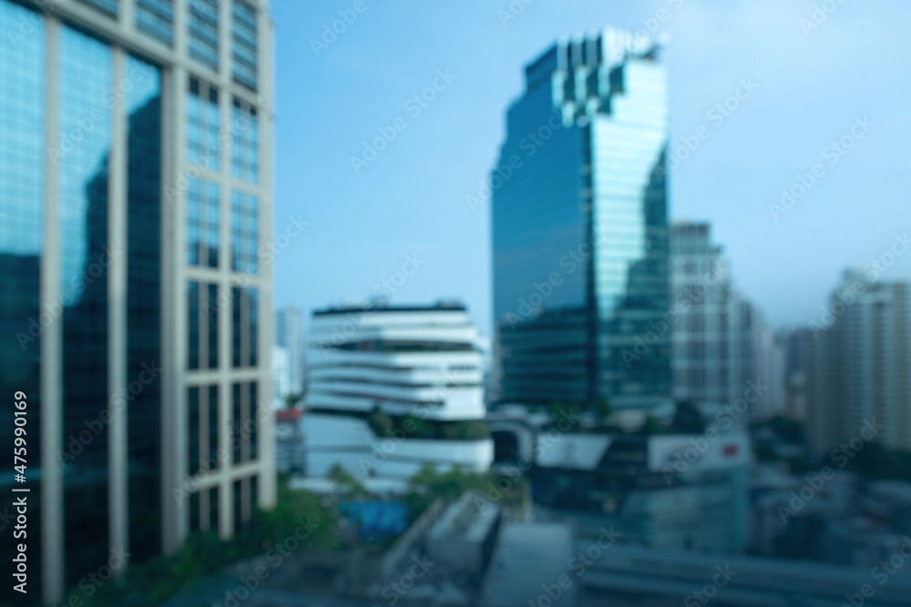 Fototapeta premium Bangkok, Thailand, blurred view of skyscraper, good for use as a background